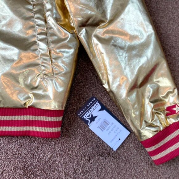 Share San Francisco 49ers Woman's 5 Time Super Bowl Jacket STARTER GOLD S M - Picture 7 of 9